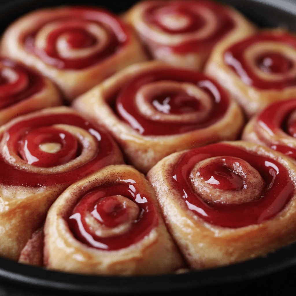 Cinnamon Rolls with Red Frosting