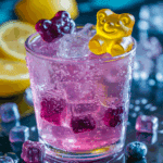 Gummy Bear Mocktail with Blueberry and Lemon