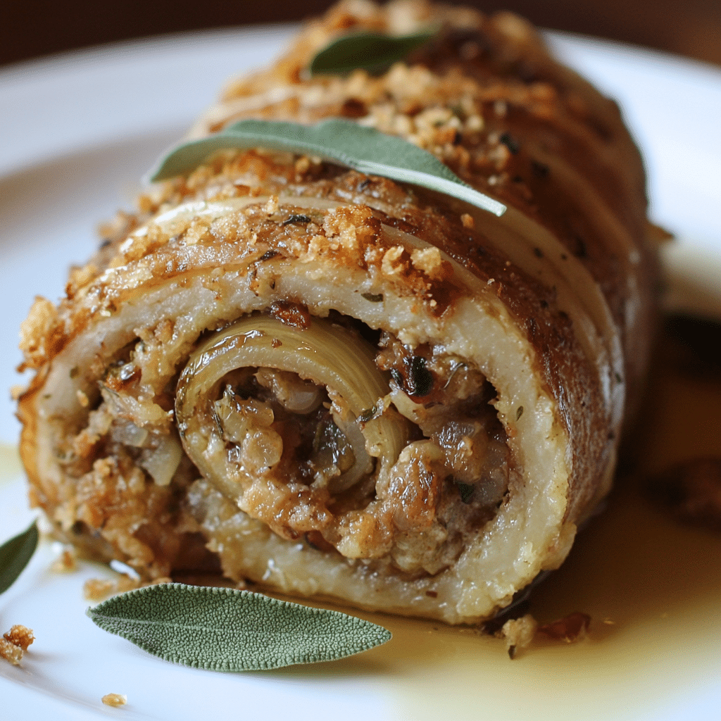 Seitan Roulade with Sage and Onion Stuffing