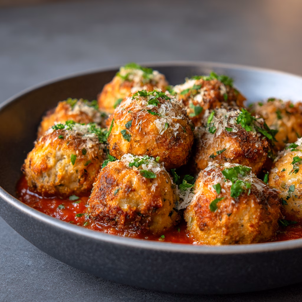 Crispy Chicken Parmesan Meatballs