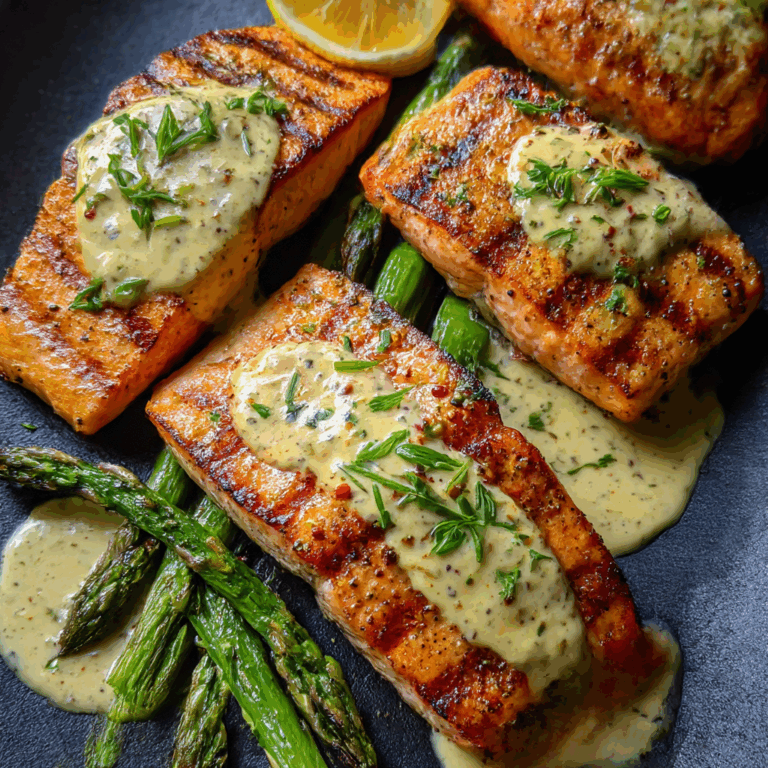 Grilled Salmon Steaks with Creamy Mustard Sauce