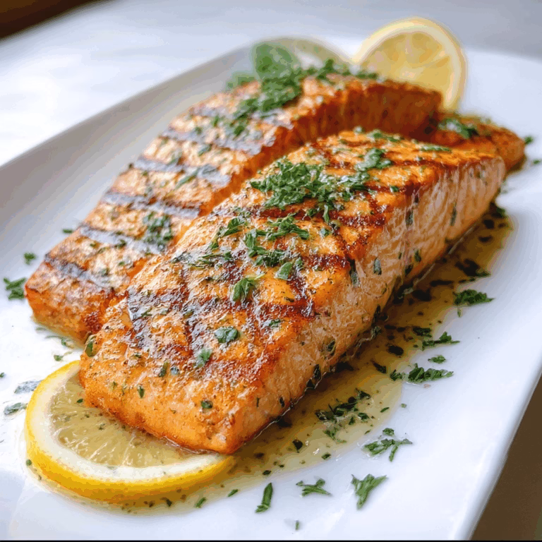 Grilled Salmon with Lemon Butter Sauce