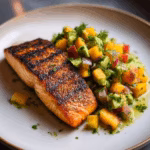 Grilled Salmon with Peach Avocado Salsa