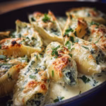 Chicken Stuffed Shells with Spinach and Alfredo Sauce